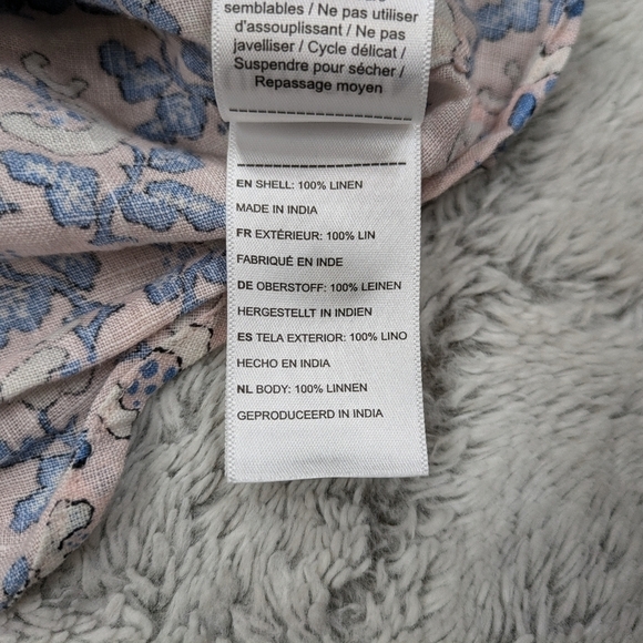 Untuckit Shirt Men's M Pink Blue Floral Linen Paisley Varosa Short Sleeve Button - Picture 7 of 7